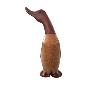 DCUK Wooden Duck Figurine Hand Carved Folk Art Bird Decor Shelf Vintage